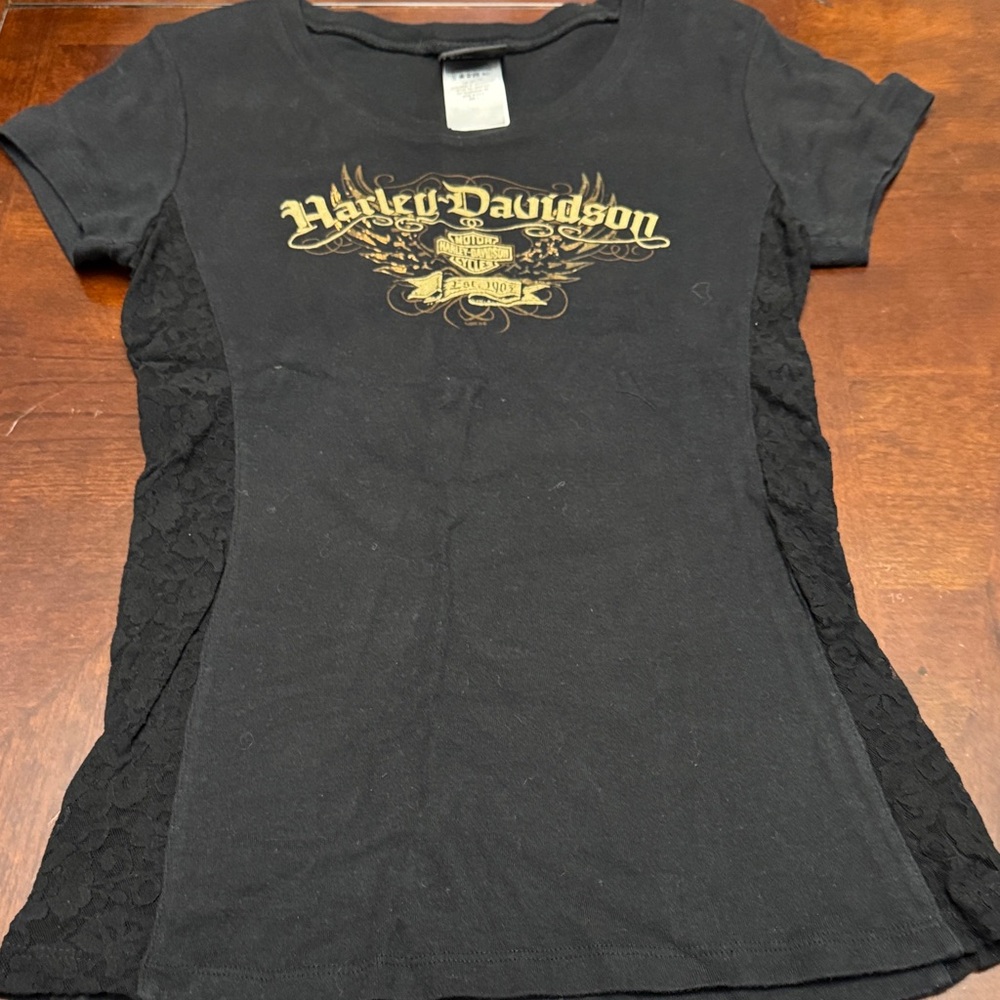 Harley-Davidson Black Tee with Gold Emblem